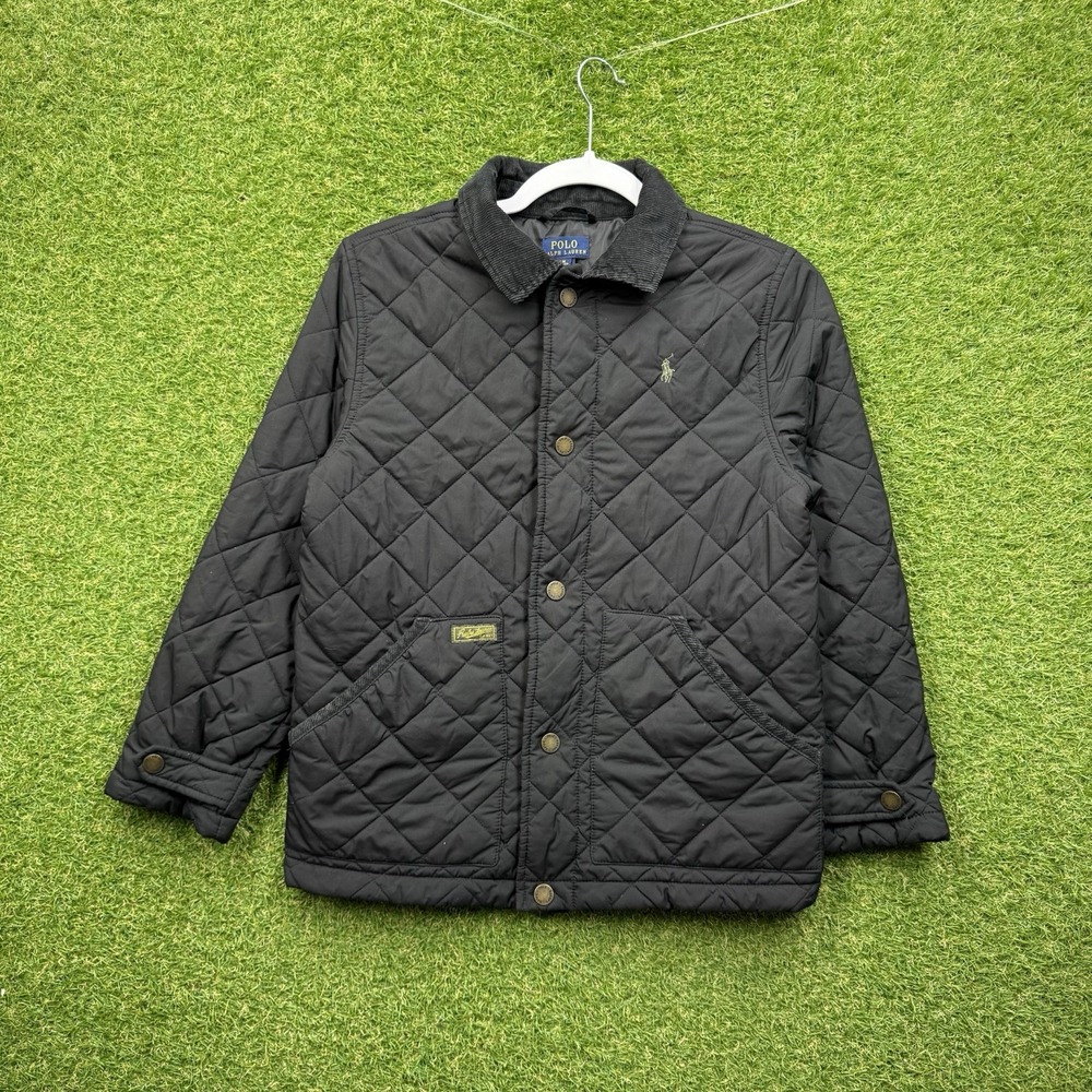 Polo Ralph Lauren Puffer Jacket Youth Medium 10/12 Quilted Barn Coat Preppy